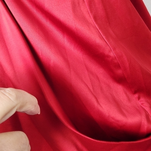 BCBG Red Mini Satin Pockets Empire Waist Thick Strap Dress Sz S - Picture 4 of 12